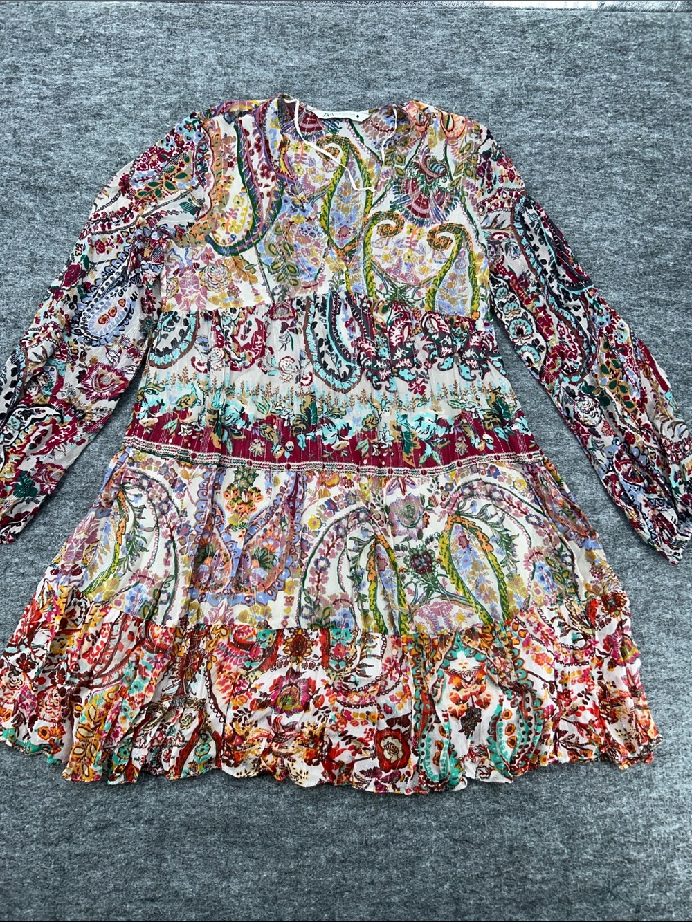 ZARA Women’s Tiered Metallic Dress, Size XS - Picture 3 of 11